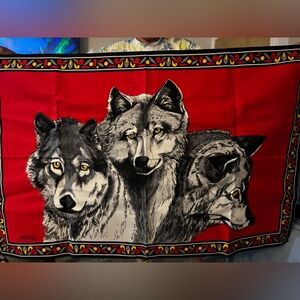 3 Wolf red tapestry Print 3 x 5